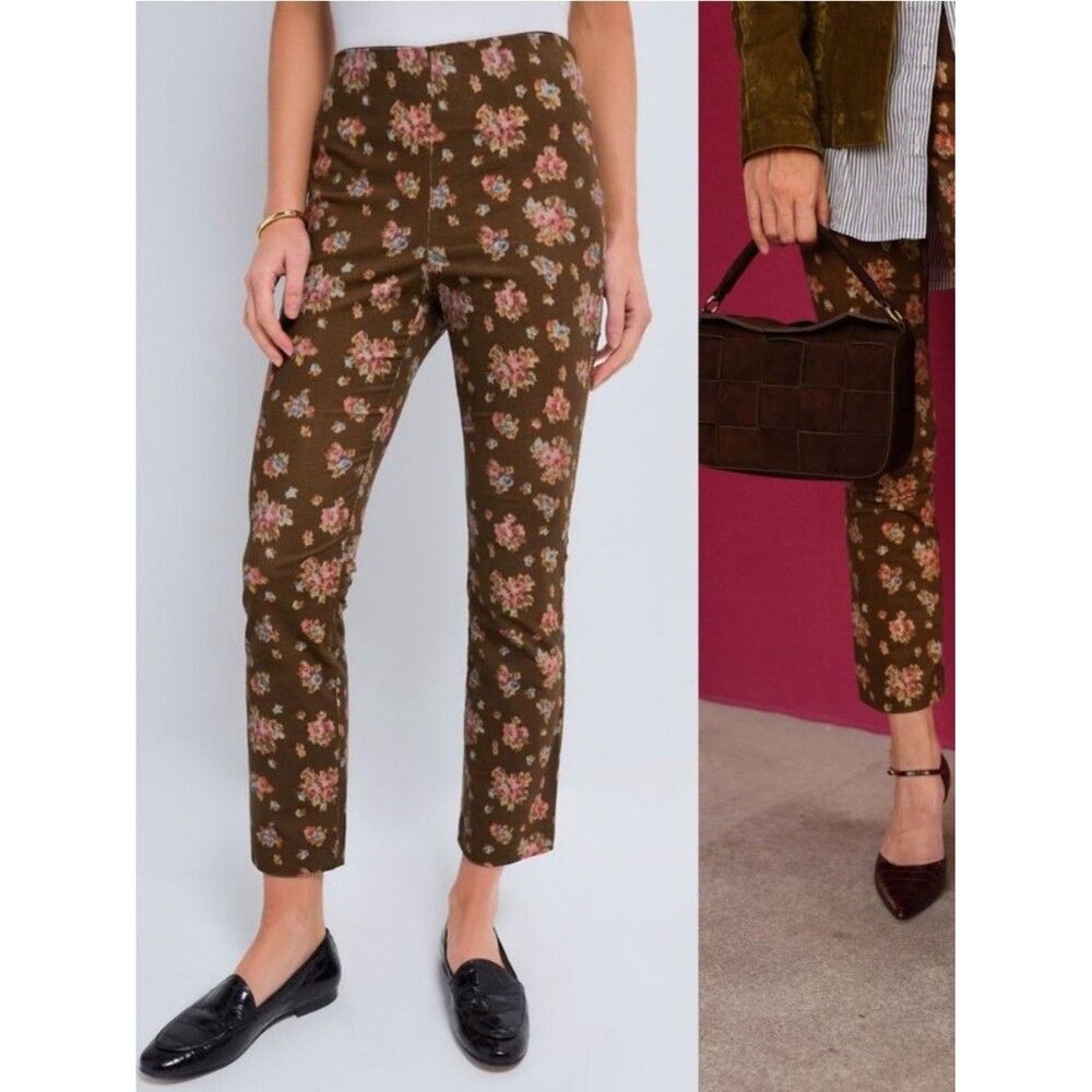 Tuckernuck NEW Brown Hazel Bouquet Corduroy Ashford Straight Leg Pant Size M